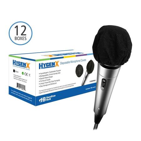 HAMILTON ELECTRONICS HE Sanitary Disposable Microphone Covers - Hypoallergenic Polyester, Black X19MMPBKC